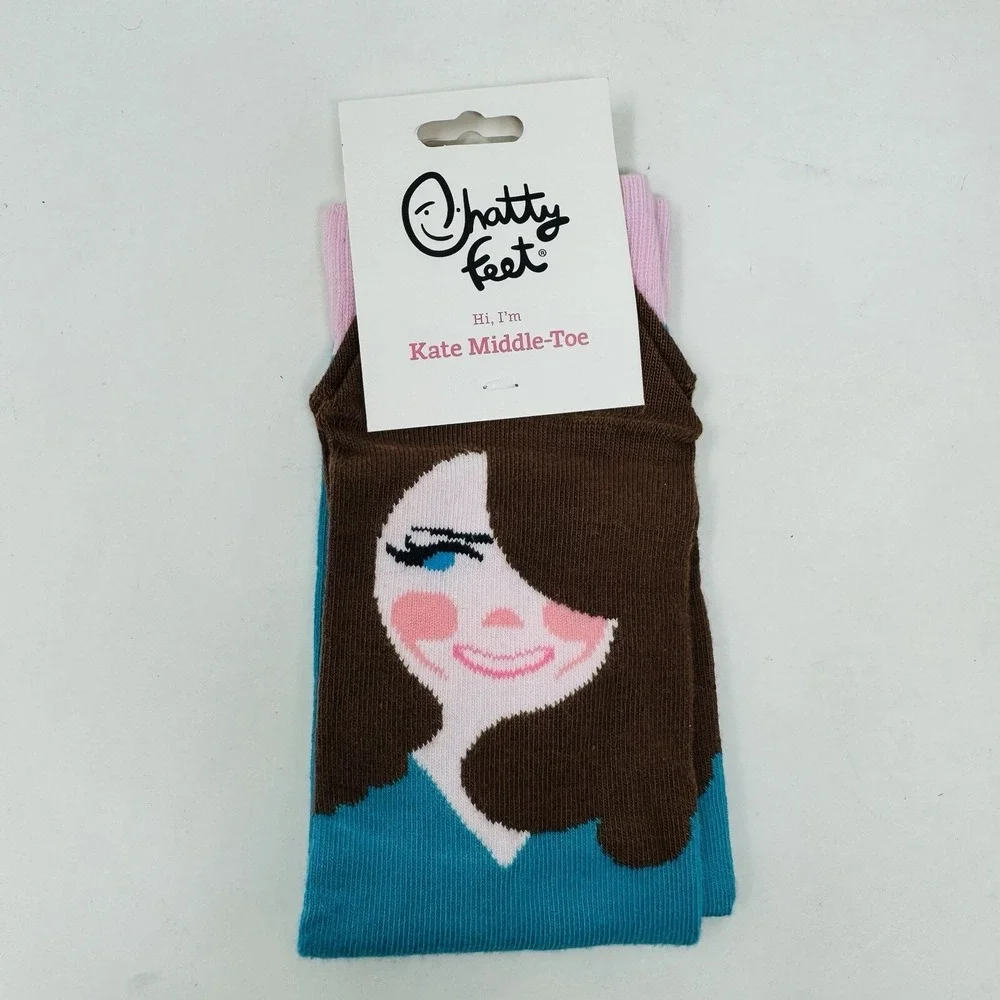 British Royals‎ Chatty Feet Kate Middle-Toe Socks Sz 5.5 - 9.5 M Brown, Blue NWT